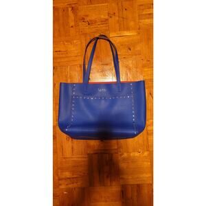 Nicole Miller NY Blue tote bag with pink liner and silver details shopping